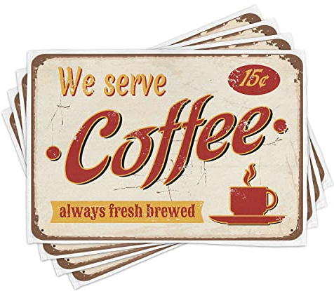 ABAKUHAUS rétro Lot de Sets de Table en 4 pièces, Vintage Rusty Tin Faded, Tissu Lavable pour Salle à Manger et Cuisine, 30 cm x 45 cm, Crème Rouge Orange