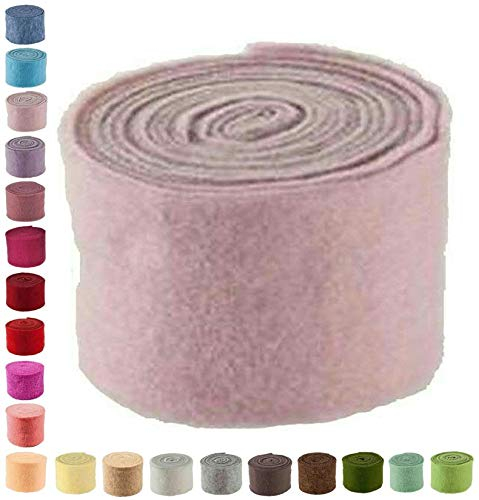 Hochwertiger & Widerstandsfähiger Filz – Breite 15cm / Länge 5m - Topfband/Bastelfilz/Wollfilz – Große Farbauswahl – Dehnbar & Druckelastisch – Tischdekoration Ostern/Weihnachten (Rosa Pastell)