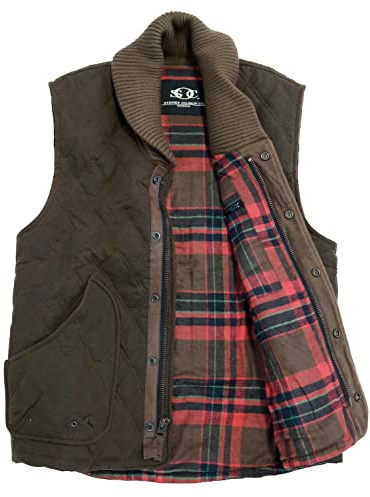 KAKADU Gesteppte Outbacker Outdoor Jagd Weste aus Oilskin Baumwolle in verschiedenen Ausführungen- warm gefüttert, wasserabweisend und windfest für Herbst und Winter