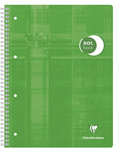 Clairefontaine 8253C - Packung mit 5 Collegeblöcken DIN A4+ mit Ringbuchlochung, 4-fach gelocht, 80 Blatt Dot/punktkariert, 90g, farbig sortiert, 1 Pack