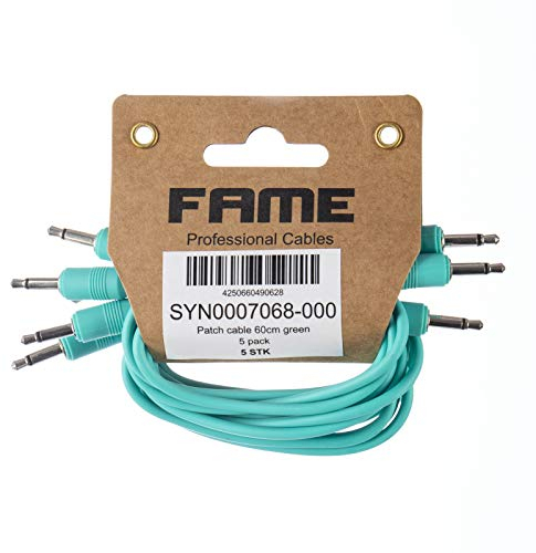 Eurorack Patchkabel 60cm, Modulare Synthesizer Kabel, 5 Stück, Hellblau, 3,5mm Mono-Klinkenstecker, Music Store