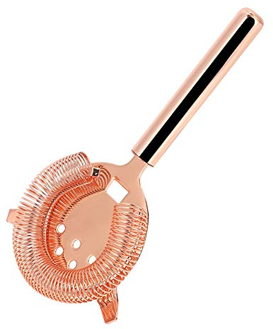 10.4x19.7cm/4.1x7.8inch Cocktail Strainer, Stainless Steel Bar Strainer Mesh with High Density Spring, Drink Sieve Strainer Filtering Cocktail Bar Accessories Bar Strainer Mesh (Gold)