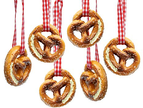 SIKORA BS693 Mini Brezel Ornamente Christbaumschmuck Weihnachtsbaum Anhänger 6er Set