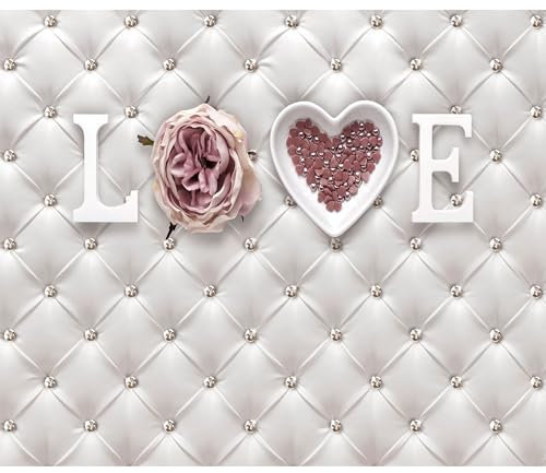 decomonkey Fototapete Lederoptik Blumen, 350x256 cm, XL, Love Liebe, Vlies