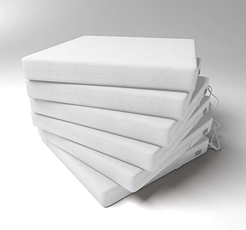 Market-Alley Stuhlkissen Sitzkissen mit Bänder für Gartenstuhl, Küche oder Esszimmerstuhl Stuhlauflage (101 Weiß 40x40x4cm - 6er Set)