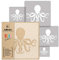 NAKLEO Schablonen Malen für Kinderzimmer, 5 Stück Set 9x9 bis 34x34cm Oktopus Meer Tier, Wiederverwendbare Kunststoff Malvorlage Raumdekoration, Basteln DIY Wand Möbel Papier Stoff