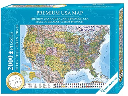 Close Up USA Puzzle 2000 Teile - Amerika - 97 x 69 cm Premium Map 2021 - MAPS IN Minutes