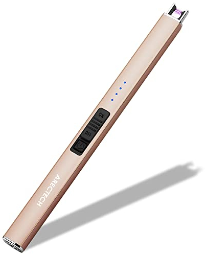 ARECTECH Encendedor eléctrico recargable tipo C, USB, encendedor de arco de plasma, para velas, camping, cocina, color dorado
