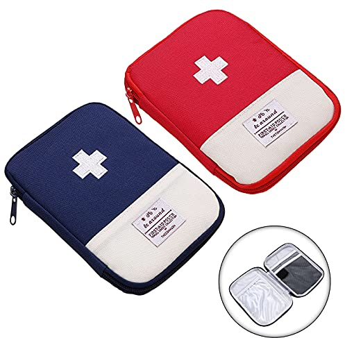 Ruikdly Tasche Erste Hilfe Set 2 Stück First Aid Kit Leere Erste Hilfe Tasche Mini Erste Hilfe Tasche Medikamententasche wasserdicht für Notsituationen zu Hause im Büro beim Wandern Camping Rot Blau