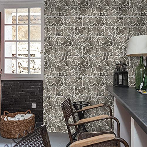 Vinilos Pared Cocina Patrón De Piedra Gris Vinilo Adhesivo Cenefas Adhesivas Baño Cocina Azulejos Decorativos Adhesivos Ba?o DIY Mueble42P, 13.5cm x 55cm