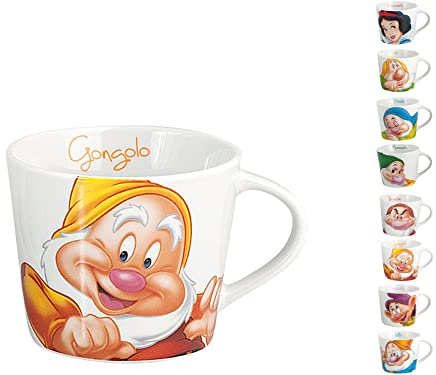 Home, Set 12 Tazze Caffè Disney Nani in Porcellana (100 ml) – Confezione Completa con 7 Nani, Biancaneve e Personaggi – Perfetto per Collezionisti e Appassionati Disney