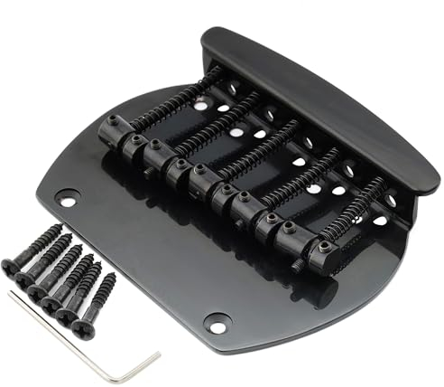 Musiclily Pro 16mm Stahl 5-Saiter Bass Steg Bridge für Musicman Style Bass, Schwarz