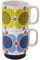 Orla Kiely Set of 2 Stacking Mugs Atomic Flower Sky & Sunflower Gift Boxed