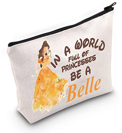WZMPA Princess Belle Kosmetiktasche mit Reißverschluss, Motiv: Be a Belle, inspiriertes Geschenk in einer Welt voller Prinzessinnen, Be a Belle, für Damen und Mädchen, Be Belle, PASSFORM: