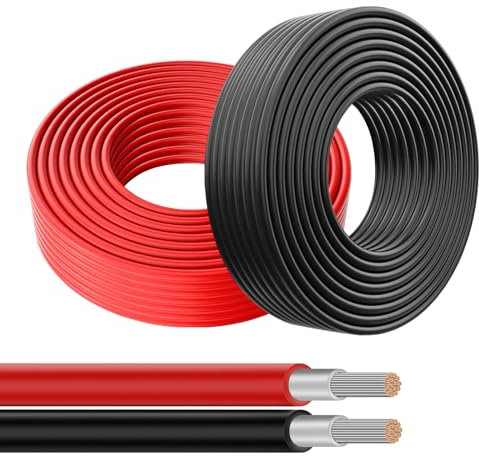 Solar Panel Wire - 30FT 10AWG (6mm²) Solar Extension Cable, Tinned Copper Wire PV Wire for RV Solar Panels Boat Marine Automotive Home Outdoor - Red & Black (10awg 30ft)