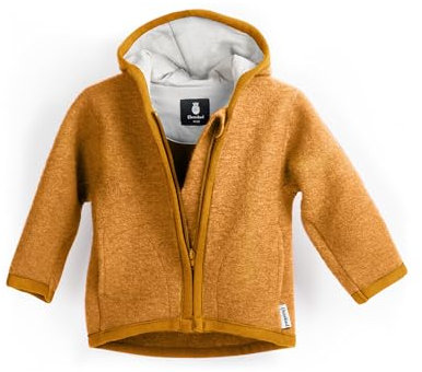 Ehrenkind® Walkjacke Safran Gr. 134/140 | Jacke für Kind aus Merino Schurwolle mit Reißverschluss | Walk Jacke für Baby