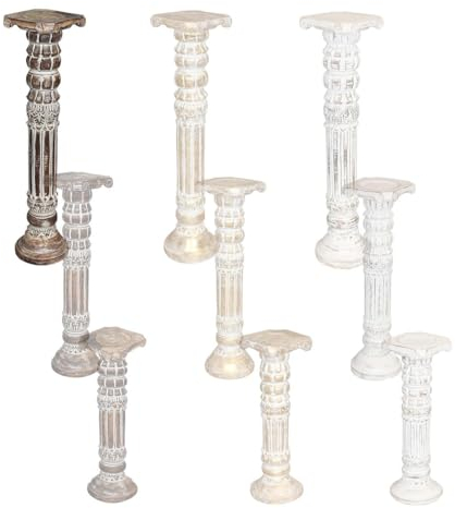 Oriental Galerie Säule Blumensäule Dekosäule Ständer Sockel Podest Blumenständer Holz Modell Batya in verschiedenen Größen und Farben, Säulen Variante Antik:Braunwash 100 cm
