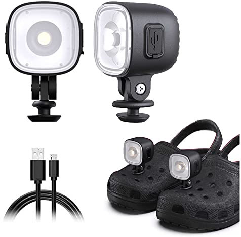 2 faros delanteros para zapatos de cocodrilo, 2023 nuevas luces de cocodrilo recargables con 4 modos de luz, IPX6 impermeables, luces LED