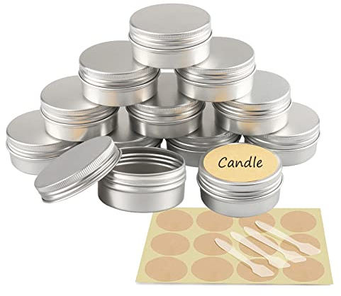 YANCAER 10 Pièces Pots en Aluminium Argenté de 50ml avec Couvercle - D57mm x H28mm Vide Ronde Cosmétiques Pot Conteneurs de Voyage pour Maquillage, Crème, Baume à Lèvres, Mini Bougies