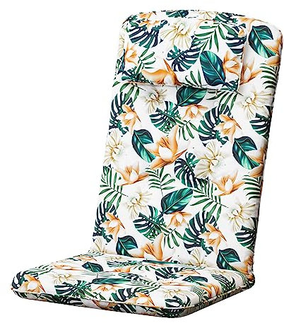 HOBBYGARDEN Outdoor/Indoor, Sitzkissen, SitzGesteppt, Gartenmöbel Kissen, für Stuhle oder Liege, Gesteppt, Sofa, 121 x 50 x 6 cm, Weiße Blumen