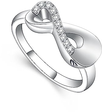 VCCWYQK Infinity Love Cremation Ring für Asche Edelstahl halten geliebte Asche Keepsake Fingerring Urne Medaillon Memorial Schmuck für Frauen