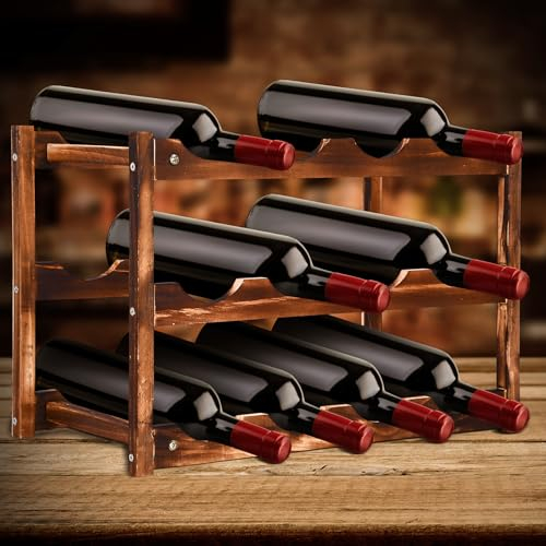 Sölmo Étagère à vin en bois marron foncé - Rangement pour 12 bouteilles - Robuste - De qualité supérieure - Facile à monter - Lot de 1 - 28 x 21 x 42,5 cm