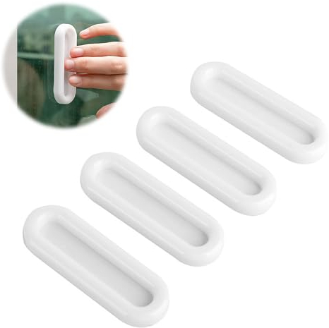 EUIOOVM 4 maniglie per porta del balcone, autoadesive, estremamente stabili, per porta del balcone, per esterni, in plastica, per porte in vetro, per finestre, porte scorrevoli, cassetti, colore