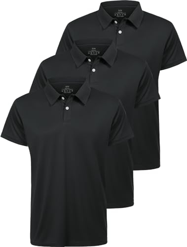 Star Vibe 3er Pack Polo Shirts männer polohemd atmungsaktive Herren Poloshirt Kurzarm funktions Poloshirt Herren Kurzarm Black/Black/Black XL