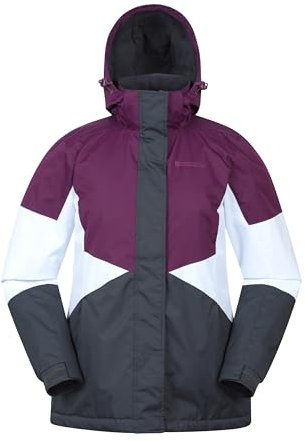 Mountain Warehouse Moon Damen-Skijacke - Schneedicht, Mikrofaser-Isolierung, winddichte Winterjacke, warm, verstellbare Kapuze - Ski-Bekleidung für den Snowboard-Urlaub Violett Damengröße EU 36