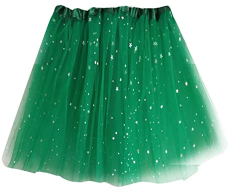 Prime Deals of The Day Today Only Tüllrock Mit Lichterkette Karneval Damen Lederrock Tutu Vintage Kostuem Damen Grüner Tüllrock Damen Meerjungfrau Flosse Tüllrock Lang Glitzer Dirndl Unterrock 60 cm