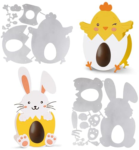 2Set Fustelle Pasqua Scatole Uovo di Pasqua Fustelle Coniglio Fustelle Pulcino Decorazioni Pasquali per Scrapbooking Album Diario Biglietto d’auguri Mestiere Goffratura Fai da Te (B)