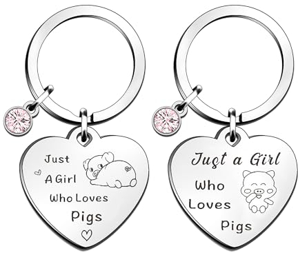2 Stück Schweinchen-Schlüsselanhänger mit 1 Stück Aufbewahrungstasche, Edelstahl-Schlüsselanhänger, kreativer Schweinchen-Schlüsselanhänger, Schweinchen-Schlüsselanhänger, Geschenk für Mädchen