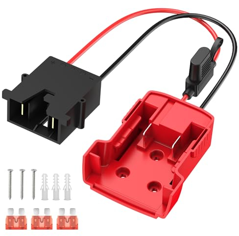 Kzreect Batterieadapter kompatibel mit Milwaukee 18V Akku, Umbausatz mit Sicherungshalter und Kabelbaumverbinder Kompatibel mit Fisher-Price 12V