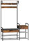 HOOBRO Garderobenständer mit Schuhablage, Schuhregal mit Garderobe, Garderobe mit Schuhschrank, mit Haken und Schublade, PU-Sitz, für Eingänge, Flure, Hallen, Vintagebraun und Schwarz EBF110MT01