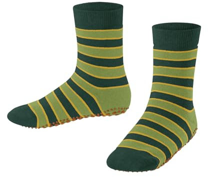 FALKE Unisex Kinder Simple Stripes K HP Baumwolle Rutschhemmende Noppen 1 Paar Stoppersocken, Grün (Emerald 7950) neu-umweltfreundlich, 31-34