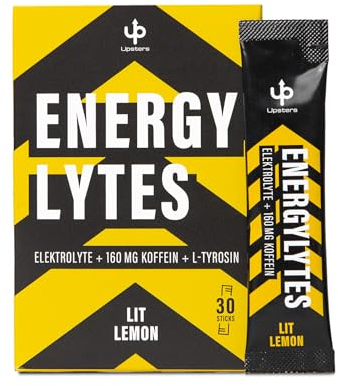 Upsters Energylytes Lit Lemon | Elektrolyt Pulver mit 160 mg Koffein & L-Tyrosin | Zuckerfrei | Hydration & Fokus | Für Sport, Arbeit & aktive Tage | 30 Portionen