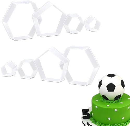 Tomedeks 8 Pièces Emporte Piece Biscuit De Football, Emporte Piece Patisserie, Emporte-Pièces, Moules À Motifs Hexagonaux De Football,Décoration De Gâteau pour Les Bonbons,Les Biscuits (2Ensembles)