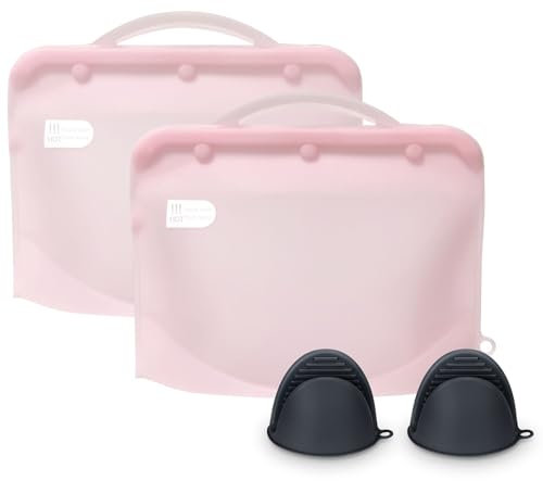 ZÜCÜBéBé Silicone Microwave Steam Sterilizer Bag for Baby Bottles, Reusable Sterilizing Bag for Pump Parts and Toddler Accessories, Easy to Use Sterilizer Bags Perfect for Home and Travel, Pink (2PC)