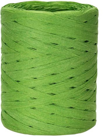 jijAcraft 200m Raffiabast Papierband Salbeigrün, Natur Papier Bänder Weihnachten, Bast Raffia Salbeigrün Papier Packschnur für Geschenkverpackung, Weben, Dekoration und Gärtnern