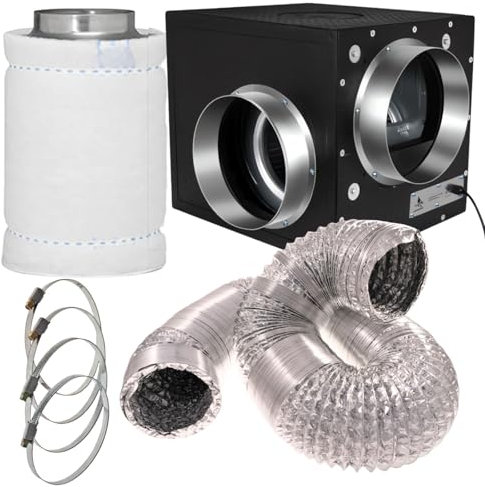 Weedness Abluft-System Indoor Grow EXTREM LEISE 1200 m³ 250 mm Anschluss Belüftungsset - Aktivkohlefilter Rohrventilator Grow-Box Belüftungssystem Belüftungsanlage