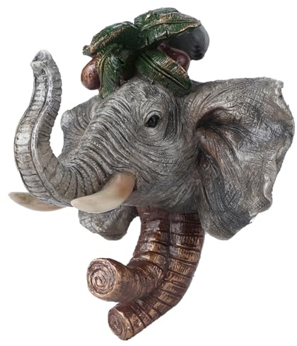 Akozon Retro-Wandhaken mit Elefantenkopf aus Harz – Spurlose Hängedekoration für Badezimmer und Garderobe – Mehrere Installationsoptionen – Antik- und Vintage-Kupfer-Finish (Elefant