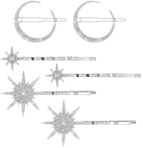 Gjinxi Lot de 6 épingles à cheveux en forme d'étoile et de lune en cristal, accessoires de cheveux célestes en cristal pour femmes et filles
