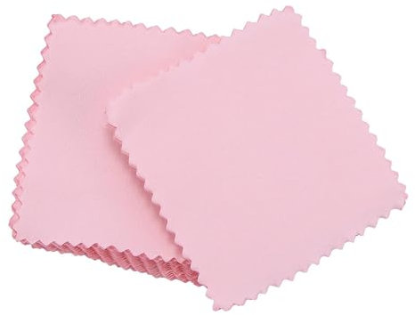 WQEDVN 20PCS Silver Cloth for Cleaning Silver Jewellery, Jewellery Cleaner Cloth, For Gold, And More (Pink)