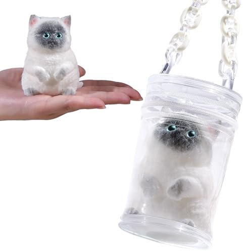 Anboor Squishies-Spielzeug für kleine Katzen – Weiches Siamkatzen-Quetschspielzeug für Kinder und Erwachsene, niedliches, realistisches, sensorisches Zappelspielzeug (8,4 cm)