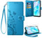 Coiwxmoi Funda para Huawei P30 Lite + 1 Cristal Templado, Diseño Retro Premium PU Piel Carcasa, Plegable Tarjetas Magnético Carcasa Case para Huawei P30 Lite, Azul