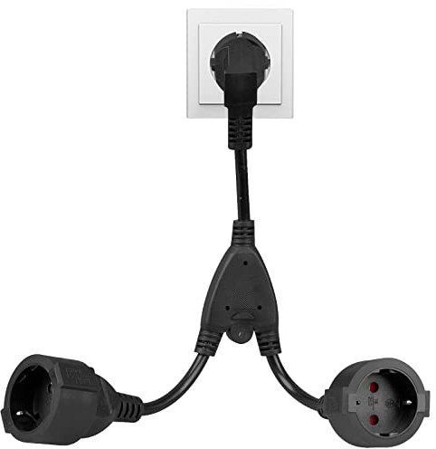 Doppelstecker für Steckdose, AZ GOGO 2-in-1 Verlängerungskabel kurz mit Steckdosen, Doppelsteckdose 16A/250V, Steckdosenadapter IP44 - für Küche, Büro und den Haushalt