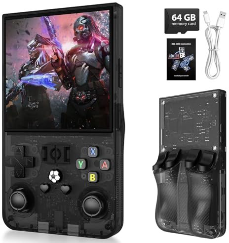 R36MAX Retro Handheld Game Console, 18000+ Classic Games, Multiple Emulators, Portable Gaming System with Carrying Case (Black)