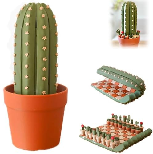 Jeu d'échecs Enroulable avancé en Forme de Cactus, échiquier à pièces sur Le thème des Cactus, Jeu d'échecs, Jeux d'échecs Portables imprimés en 3D for Tous