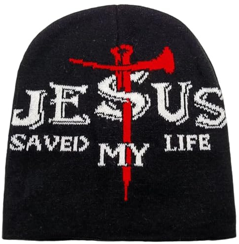 HiyyFloy Unisex-strickmützen, Christliche Jesus-Kreuz-mützen, Lustige Bestickte Wintermütze, Weiche Strickmütze, Hip-hop-mütze Für Damen Und Herren