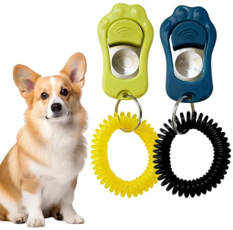 2 Stück Klicker Hund,Clicker Hund Hundetraining, Klicker Katze Set | Haltbarer Kunststoff, tragbare Handschlaufe, für Gehorsam, Erinnerung, Verhaltenskorrektur, Hund, Katze, Vogel, Kaninchen